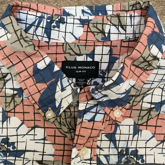 Club Monaco Grid Floral Button Up Shirt - Picture 13 of 13